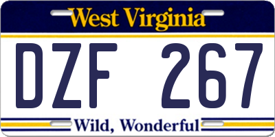 WV license plate DZF267