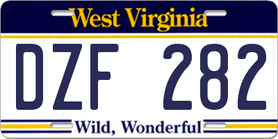 WV license plate DZF282