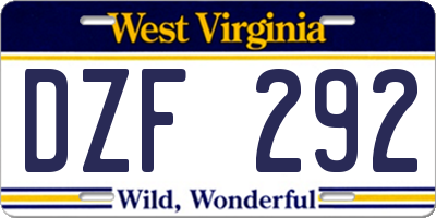 WV license plate DZF292