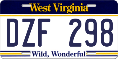 WV license plate DZF298