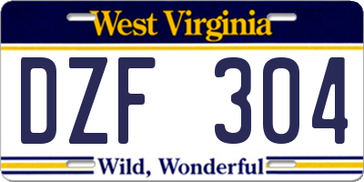 WV license plate DZF304