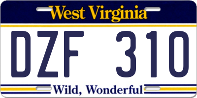 WV license plate DZF310