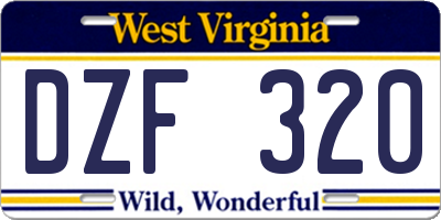 WV license plate DZF320