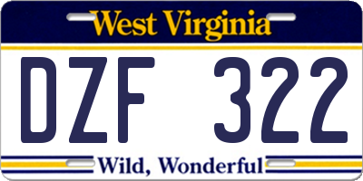 WV license plate DZF322