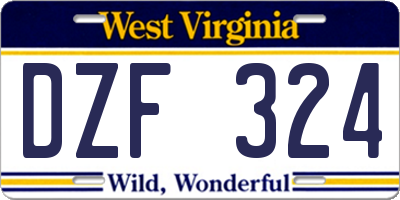 WV license plate DZF324