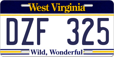 WV license plate DZF325
