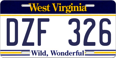 WV license plate DZF326