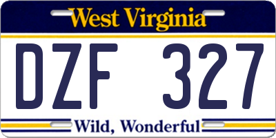 WV license plate DZF327