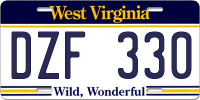 WV license plate DZF330