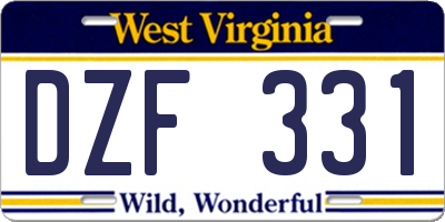 WV license plate DZF331