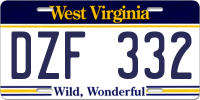 WV license plate DZF332
