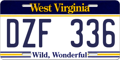WV license plate DZF336