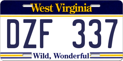 WV license plate DZF337