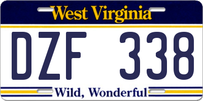 WV license plate DZF338