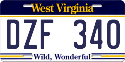 WV license plate DZF340