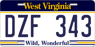 WV license plate DZF343