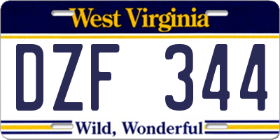 WV license plate DZF344