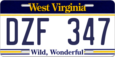 WV license plate DZF347