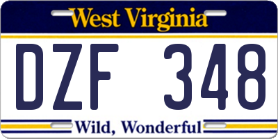 WV license plate DZF348