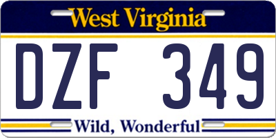 WV license plate DZF349