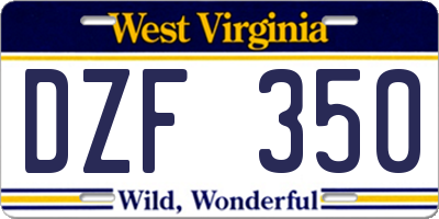 WV license plate DZF350