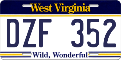 WV license plate DZF352