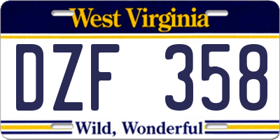 WV license plate DZF358
