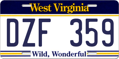 WV license plate DZF359
