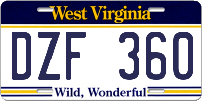WV license plate DZF360