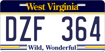 WV license plate DZF364