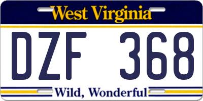 WV license plate DZF368