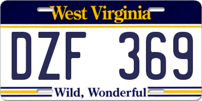 WV license plate DZF369
