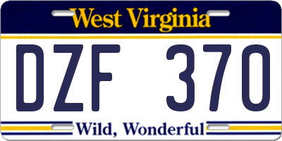 WV license plate DZF370