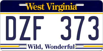 WV license plate DZF373