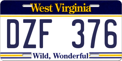 WV license plate DZF376
