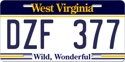 WV license plate DZF377