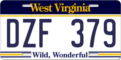 WV license plate DZF379