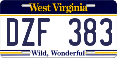 WV license plate DZF383