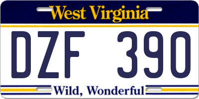 WV license plate DZF390