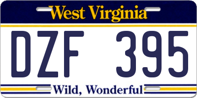 WV license plate DZF395