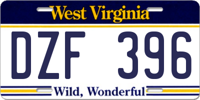 WV license plate DZF396