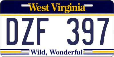 WV license plate DZF397