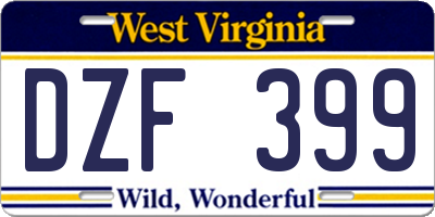 WV license plate DZF399
