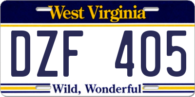 WV license plate DZF405