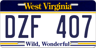 WV license plate DZF407