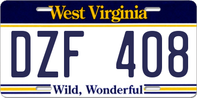 WV license plate DZF408