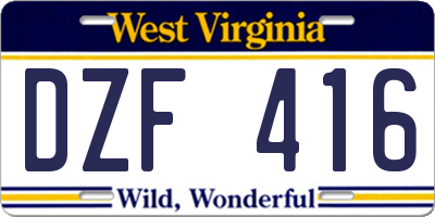 WV license plate DZF416