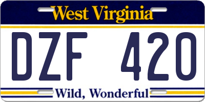 WV license plate DZF420