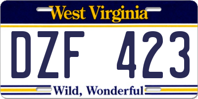 WV license plate DZF423