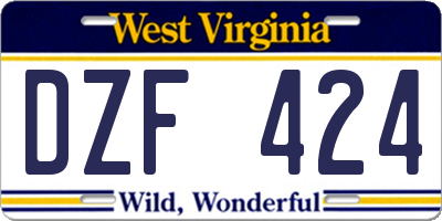 WV license plate DZF424